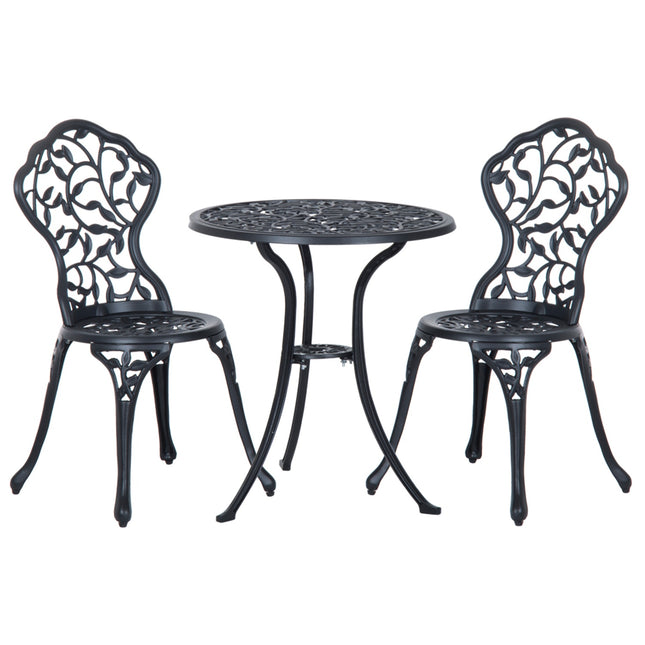 Schwarzes Bistrotisch-Set – Balkontisch und Stühle für 2 Personen