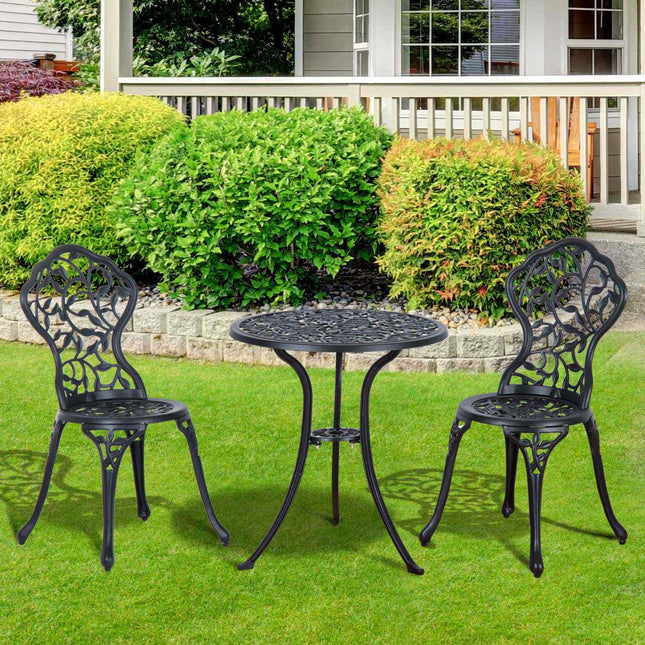Schwarzes Bistrotisch-Set – Balkontisch und Stühle für 2 Personen