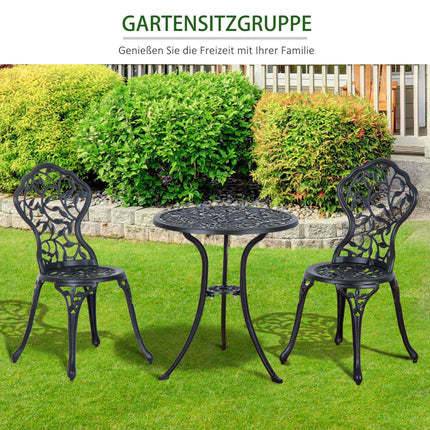 Černý bistro set - balkonový stůl a židle pro 2 osoby