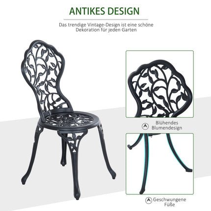 Černý bistro set - balkonový stůl a židle pro 2 osoby