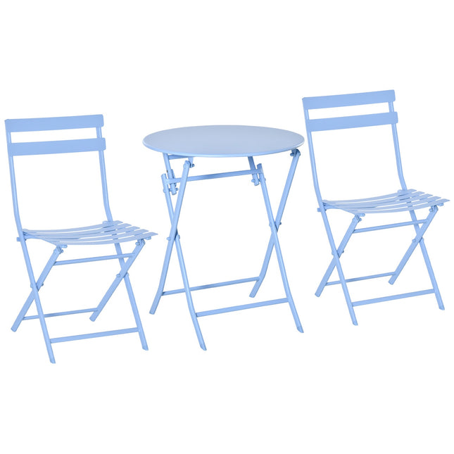 Bistrotisch-Set für 2 Personen – Hellblau, Gartenmöbel