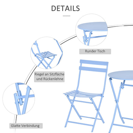 Bistrotisch-Set für 2 Personen – Hellblau, Gartenmöbel