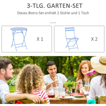 Bistrotisch-Set für 2 Personen – Hellblau, Gartenmöbel