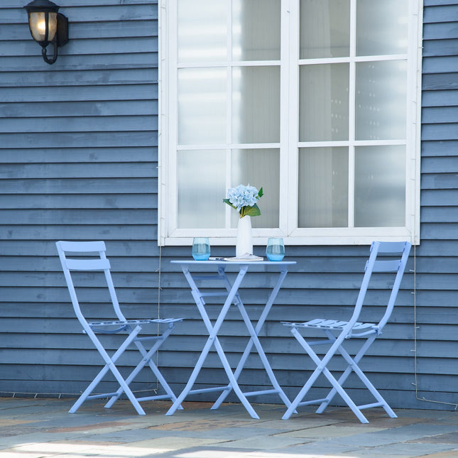 Bistrotisch-Set für 2 Personen – Hellblau, Gartenmöbel