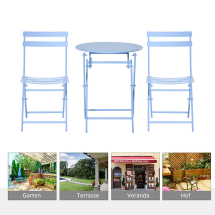 Bistrotisch-Set für 2 Personen – Hellblau, Gartenmöbel