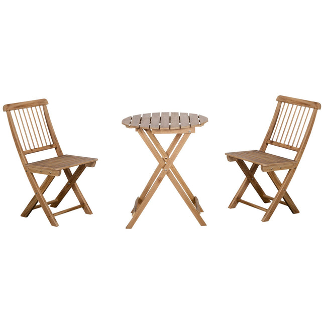 Klappbares Bistro-Set aus Holz für 2 Personen, naturbelassen