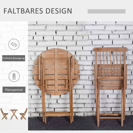 Klappbares Bistro-Set aus Holz für 2 Personen, naturbelassen