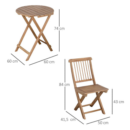 Klappbares Bistro-Set aus Holz für 2 Personen, naturbelassen