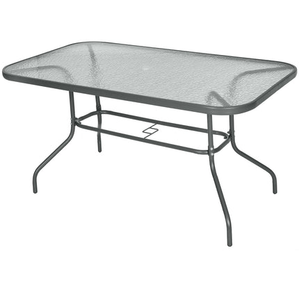 Garten-Bistrotisch, Platte aus gehärtetem Glas, 140x80x70 cm