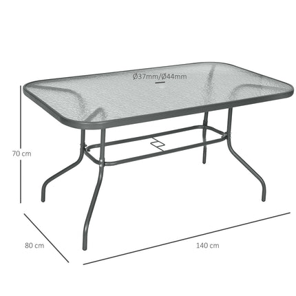 Garten-Bistrotisch, Platte aus gehärtetem Glas, 140x80x70 cm