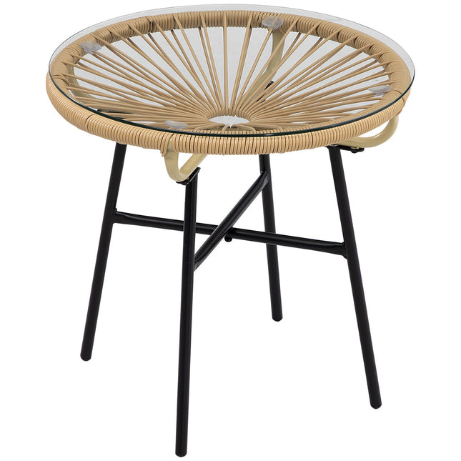 Runder Bistrotisch für Garten oder Terrasse, Schwarz & Beige, 50 cm