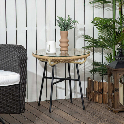 Kulatý bistro stolek na zahradu nebo terasu, 50 cm, černá a béžová