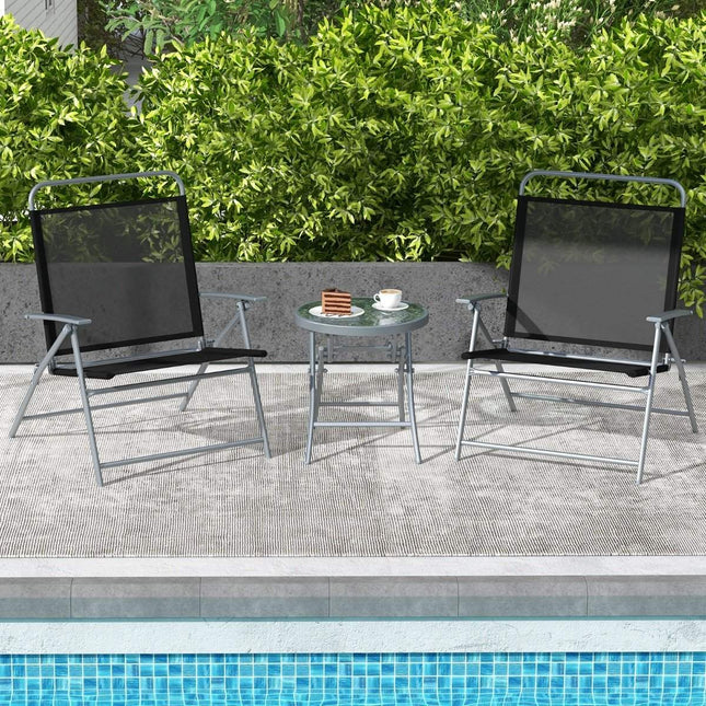 Bistrotisch mit 2 Stühlen Balkonset klappbar 3-teilig Gartenmöbel Set mit Metallgestell