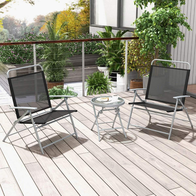 Bistrotisch mit 2 Stühlen Balkonset klappbar 3-teilig Gartenmöbel Set mit Metallgestell