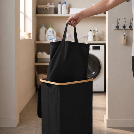 Black 100L Bottle Collection Bin with Removable Bag