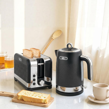 Black 1.7L Kettle & 2-Slice Toaster Set, 2200W