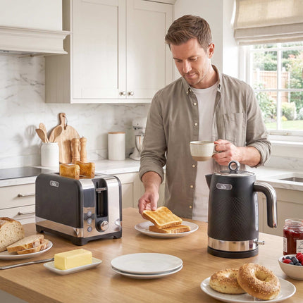 Black 1.7L Kettle & 2-Slice Toaster Set, 2200W