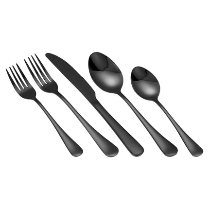 Black 30-Piece Stainless Steel Flatware Set For 6