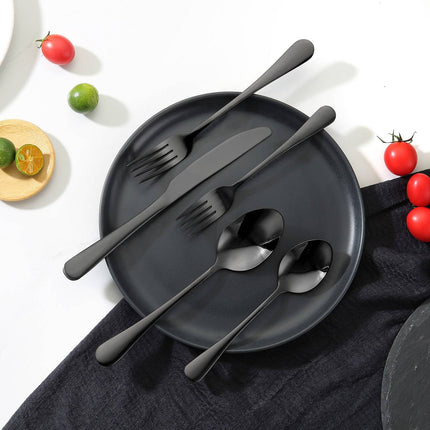 Black 30-Piece Stainless Steel Flatware Set For 6