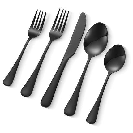Black 30-Piece Stainless Steel Flatware Set For 6