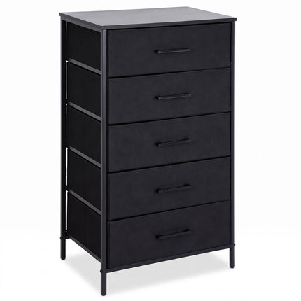 Black 5-Drawer Fabric Chest – Metal Frame, MDF Top