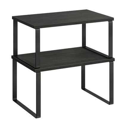 Black Adjustable Spice Rack Set, 2-Piece MDF and Iron