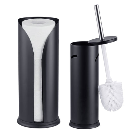 Schwarzes Bad-Set: Toilettenbürste & Ersatzrollenhalter