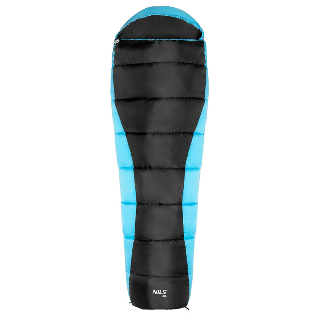 Zwart-blauwe slaapzak, lichtgewicht, compact