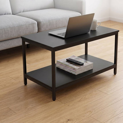 Black Coffee Table with Storage, Wood & Metal