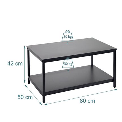 Black Coffee Table with Storage, Wood & Metal