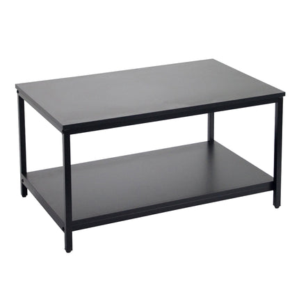 Black Coffee Table with Storage, Wood & Metal