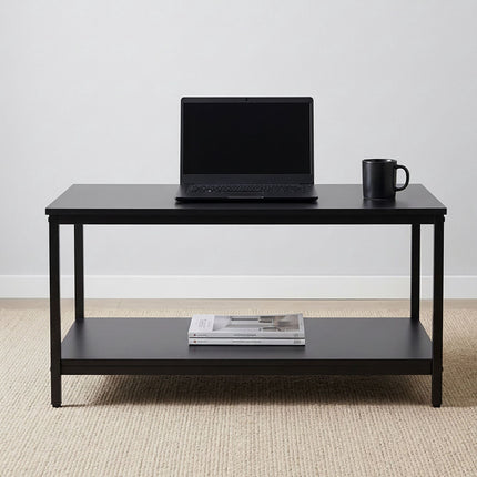 Black Coffee Table with Storage, Wood & Metal