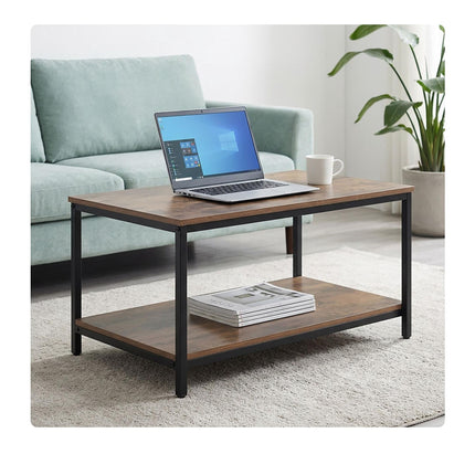 Black Coffee Table with Storage, Wood & Metal
