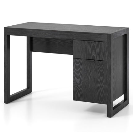 Black Computer Desk with Storage Cabinet, 112cm
