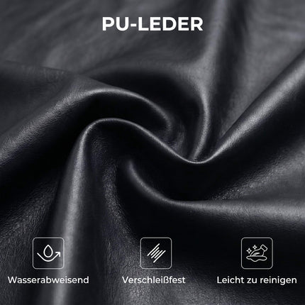 Loungesessel aus schwarzem Kunstleder mit Armlehnen, Stahlfüße