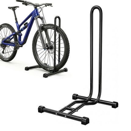 Schwarzer Fahrradständer für den Boden, passend für 26–29" Räder