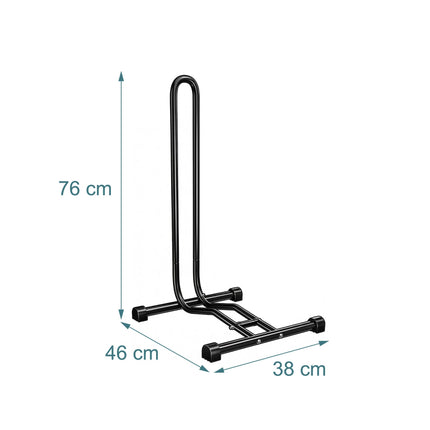 Schwarzer Fahrradständer für den Boden, passend für 26–29" Räder