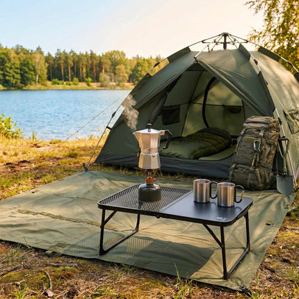 Schwarzer klappbarer Campingtisch – leicht, kompakt, 60x40 cm