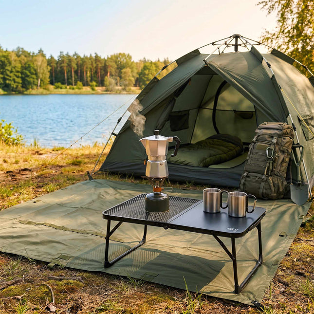 Zwarte opklapbare campingtafel – Lichtgewicht, compact, 60x40 cm