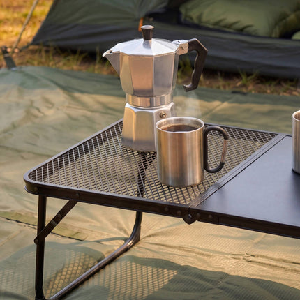 Schwarzer klappbarer Campingtisch – leicht, kompakt, 60x40 cm