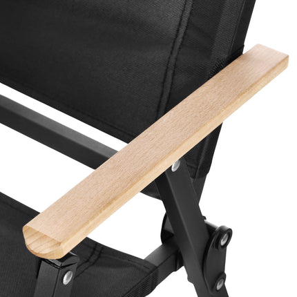 Schwarzer Klappstuhl, Eisenrahmen, 900D Polyester-Sitz