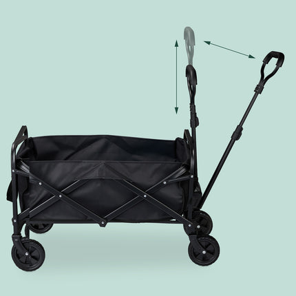 Black Folding Garden Cart with Rubber Wheels