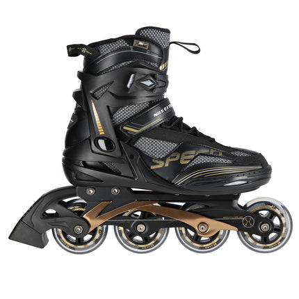 Schwarz-goldene Inlineskates, Größe 38