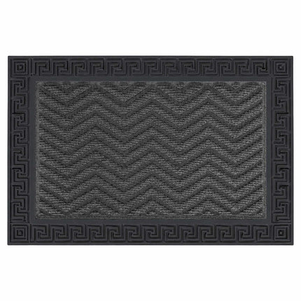 Black Grooved Polypropylene Doormat, 40 x 60 cm