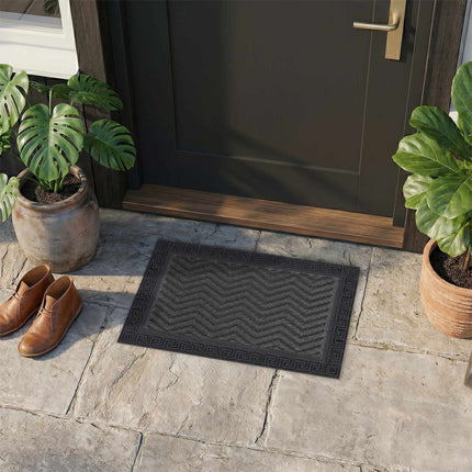 Black Grooved Polypropylene Doormat, 40 x 60 cm