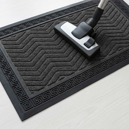Black Grooved Polypropylene Doormat, 40 x 60 cm