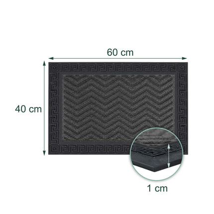 Black Grooved Polypropylene Doormat, 40 x 60 cm
