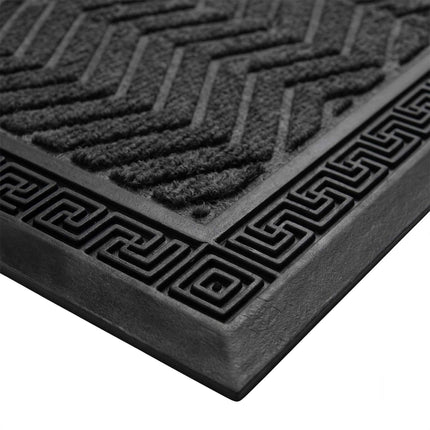 Black Grooved Polypropylene Doormat, 40 x 60 cm