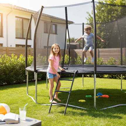 Black Hook-On Trampoline Ladder – Steel, Easy Fit