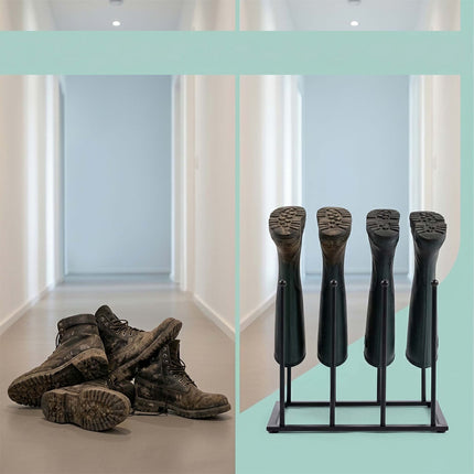 Black Iron Boot Rack for 4 Pairs, 45x41x25 cm